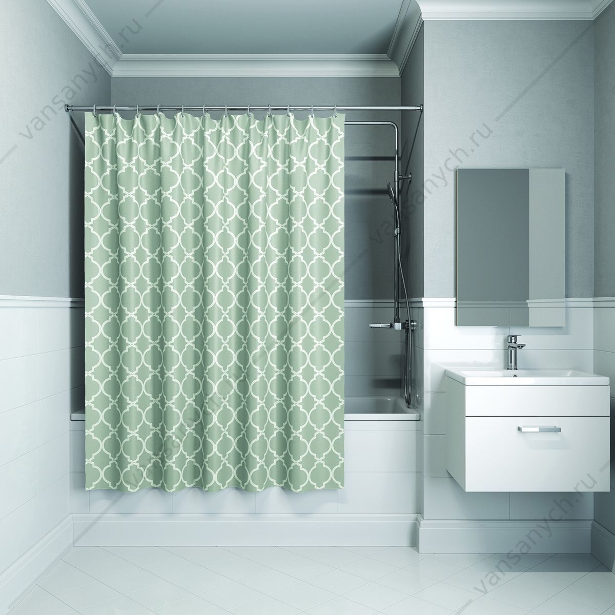 Штора для ванной комнаты IDDIS Basic, B10P218i11, зеленый IDDIS (Россия) купить в Тюмени (Ван Саныч™)