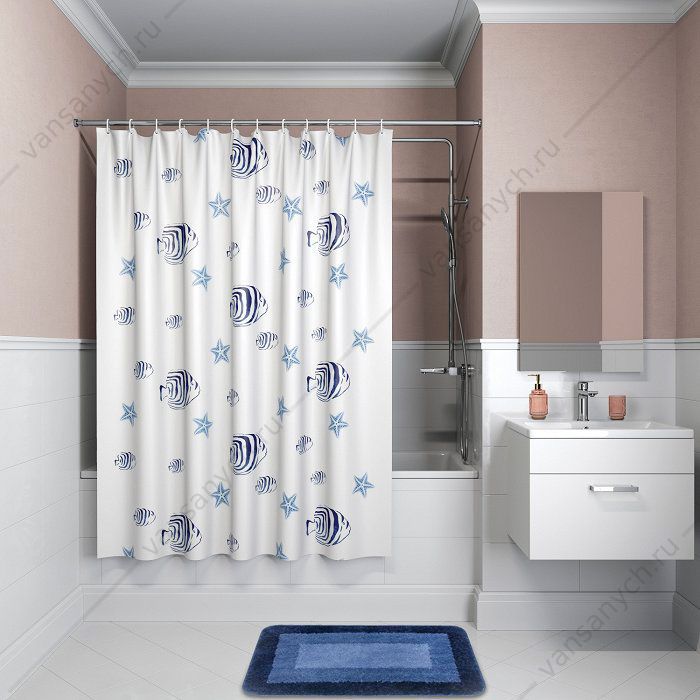 Штора для ванной комнаты IDDIS Basic, B47P218i11, синий IDDIS (Россия) купить в Тюмени (Ван Саныч™)