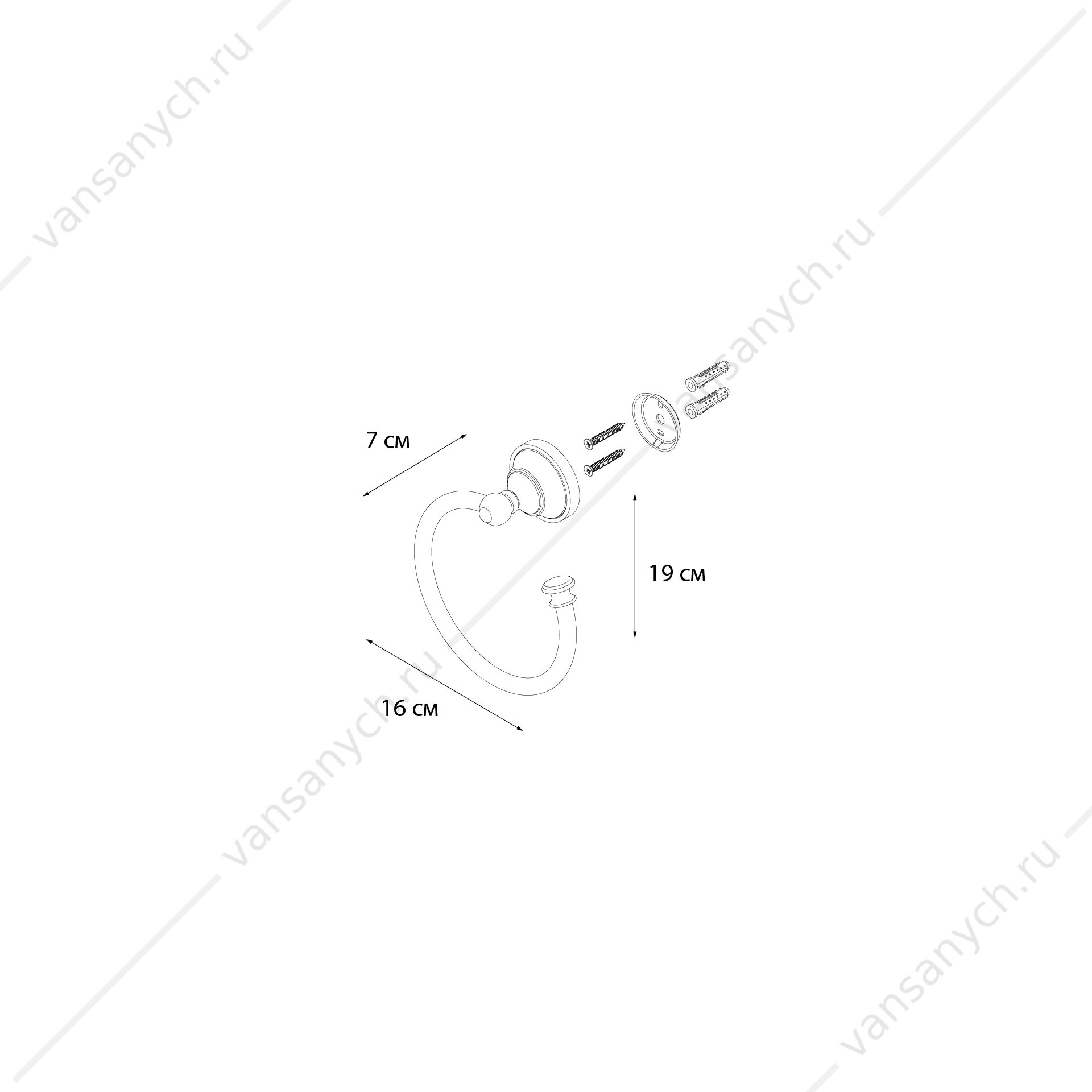 Полотенцедержатель кольцо Fixsen Bogema Fixsen(Чехия) купить в Тюмени (Ван Саныч™)