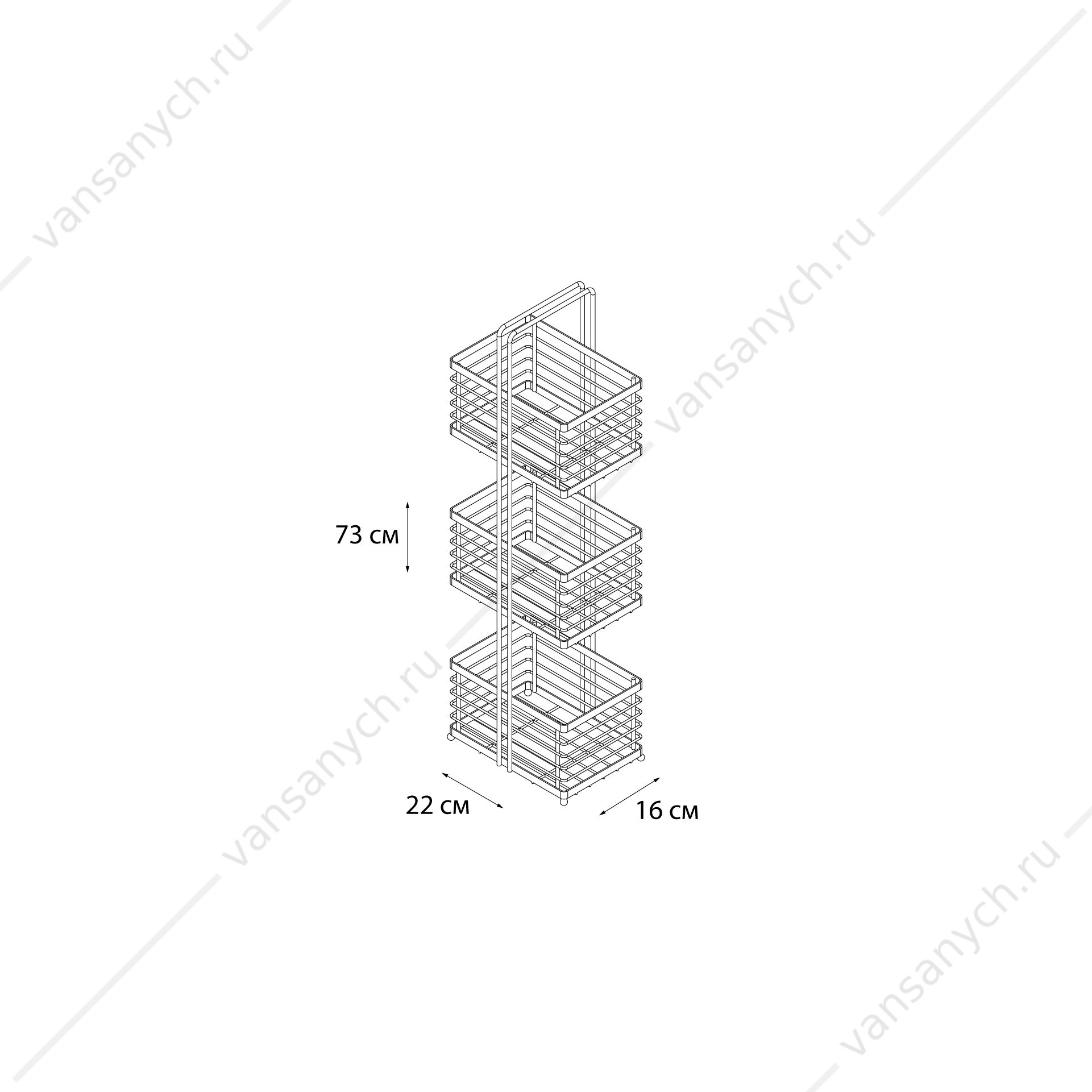 Прямоугольная полка трехэтажная Fixsen Fixsen(Чехия) купить в Тюмени (Ван Саныч™)