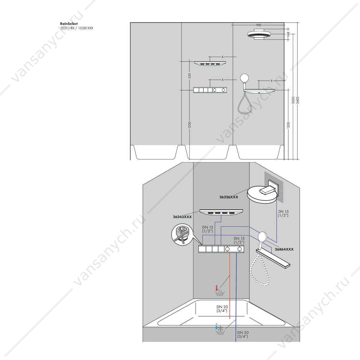 Термостат для 3 потребителей (внешня часть) белый матовый HANSGROHE RainSelect 15381700 HANSGROHE (Германия) купить в Тюмени (Ван Саныч™)