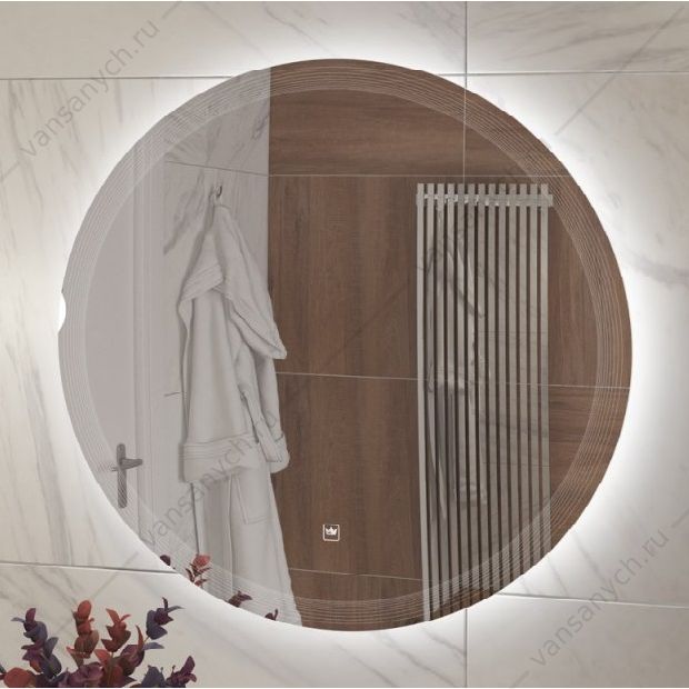Зеркало круглое 60 см с гравировкой CEZARES, с подсветкой, CZR-SPC-ECO-600-LED-TCH Cezares (Италия) купить в Тюмени (Ван Саныч™)