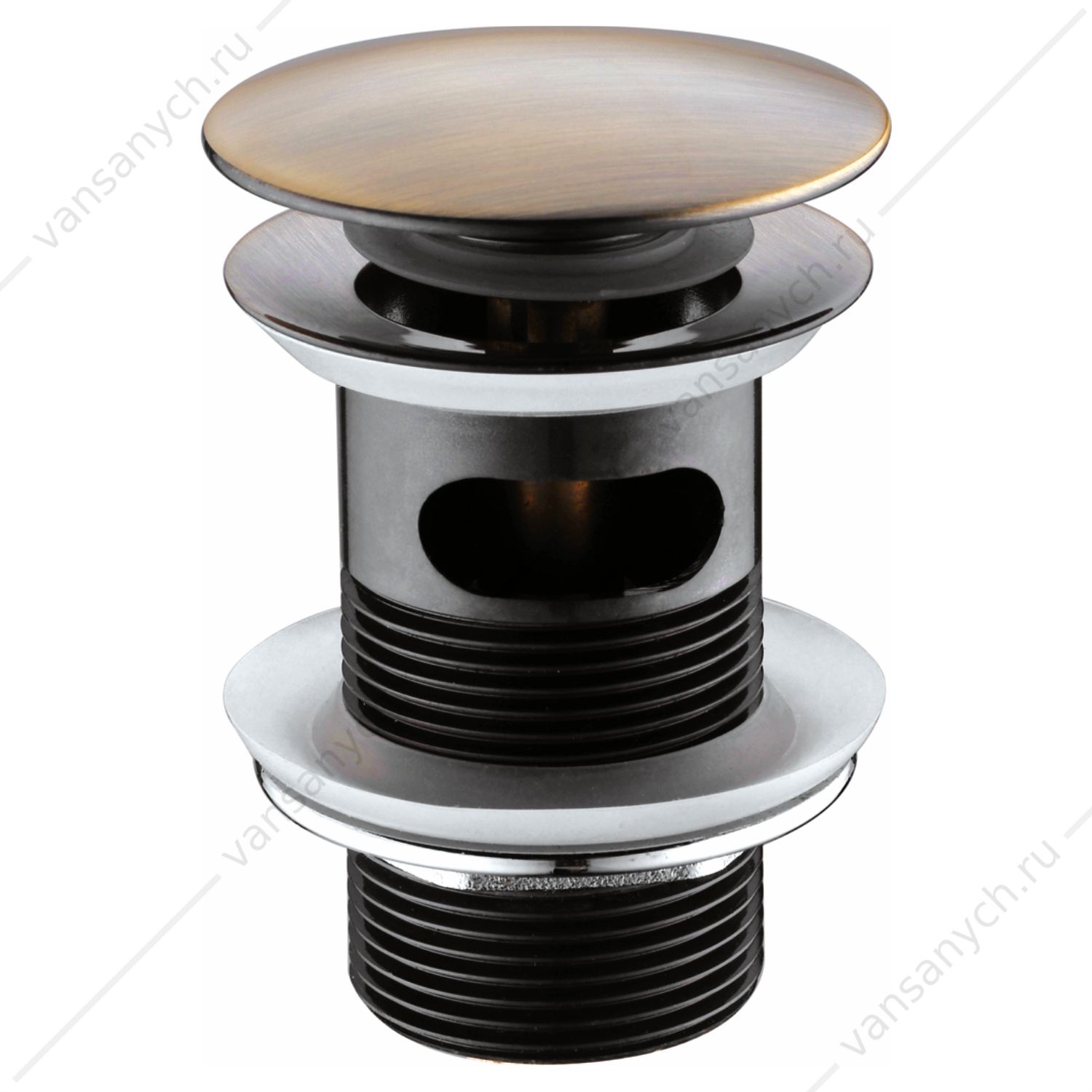 Донный клапан Push-up бронза светлая A046 (для раковин с переливом) WasserKraft (Германия) купить в Тюмени (Ван Саныч™)