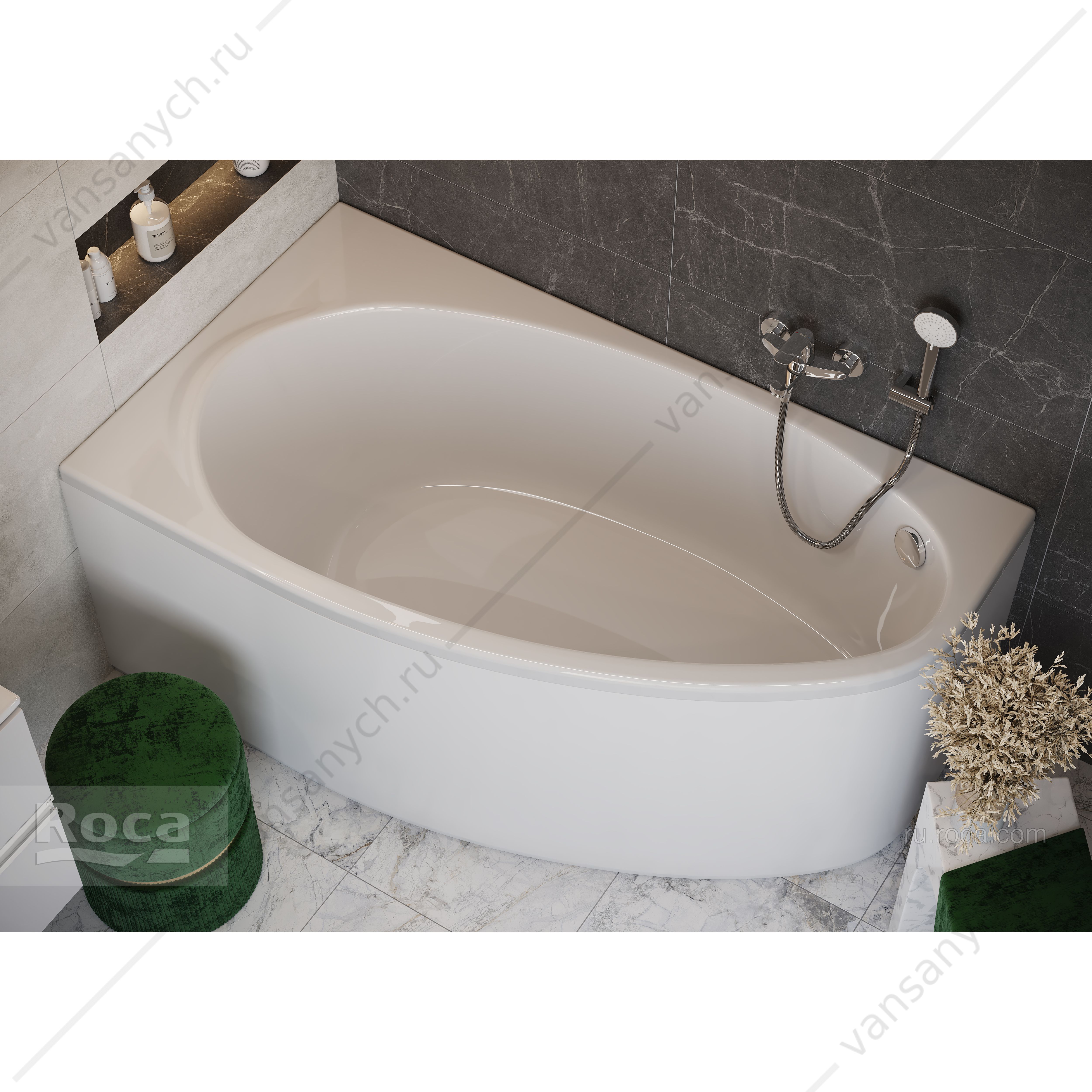 5643 Акриловая ванна Corfu 160x90 асимметричная левая 248573000 Roca (Испания) купить в Тюмени (Ван Саныч™)