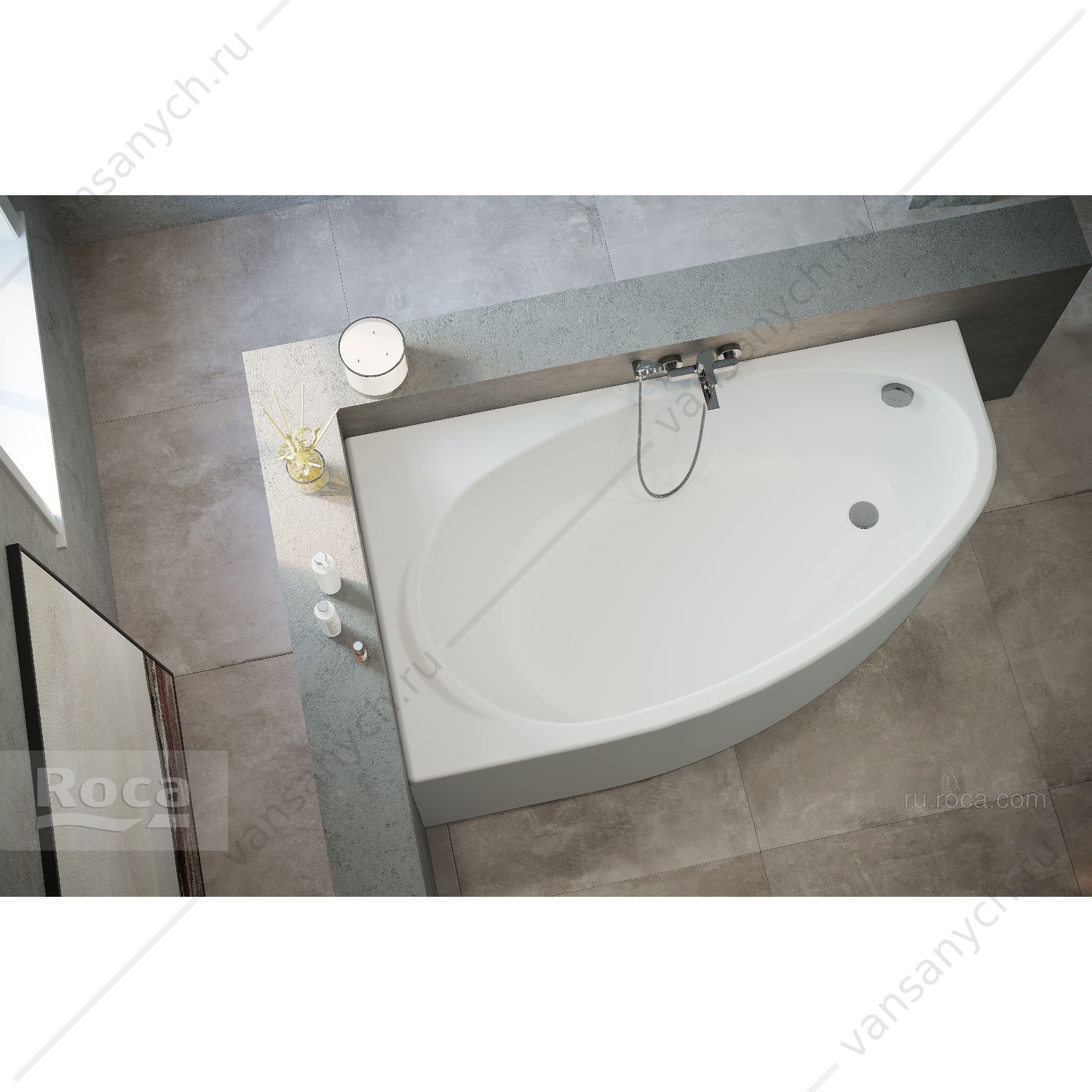 5644 Акриловая ванна Corfu 160x90 асимметричная правая 248574000 Roca (Испания) купить в Тюмени (Ван Саныч™)