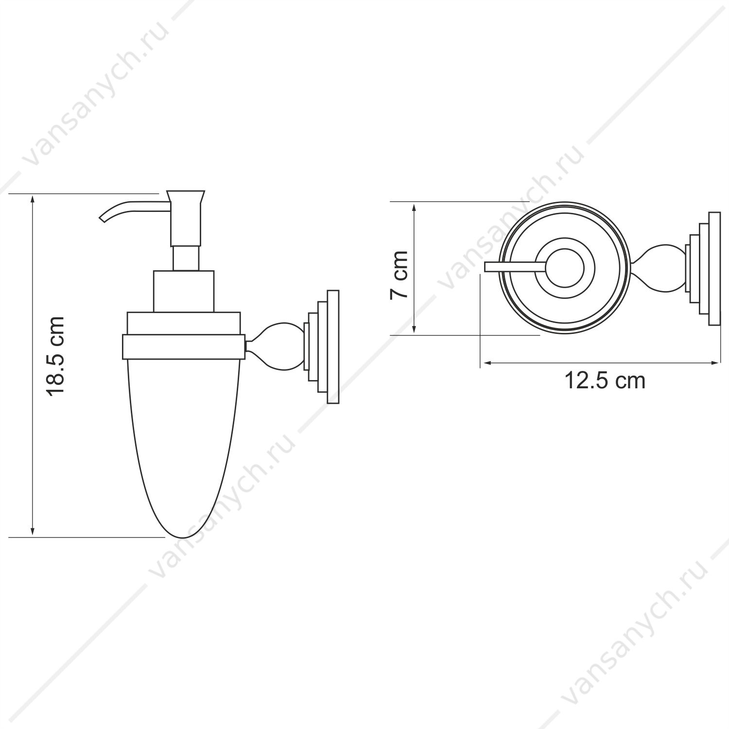 Дозатор для жидкого мыла, Ammer K-7000, Никель, K-7099 WasserKraft (Германия) купить в Тюмени (Ван Саныч™)