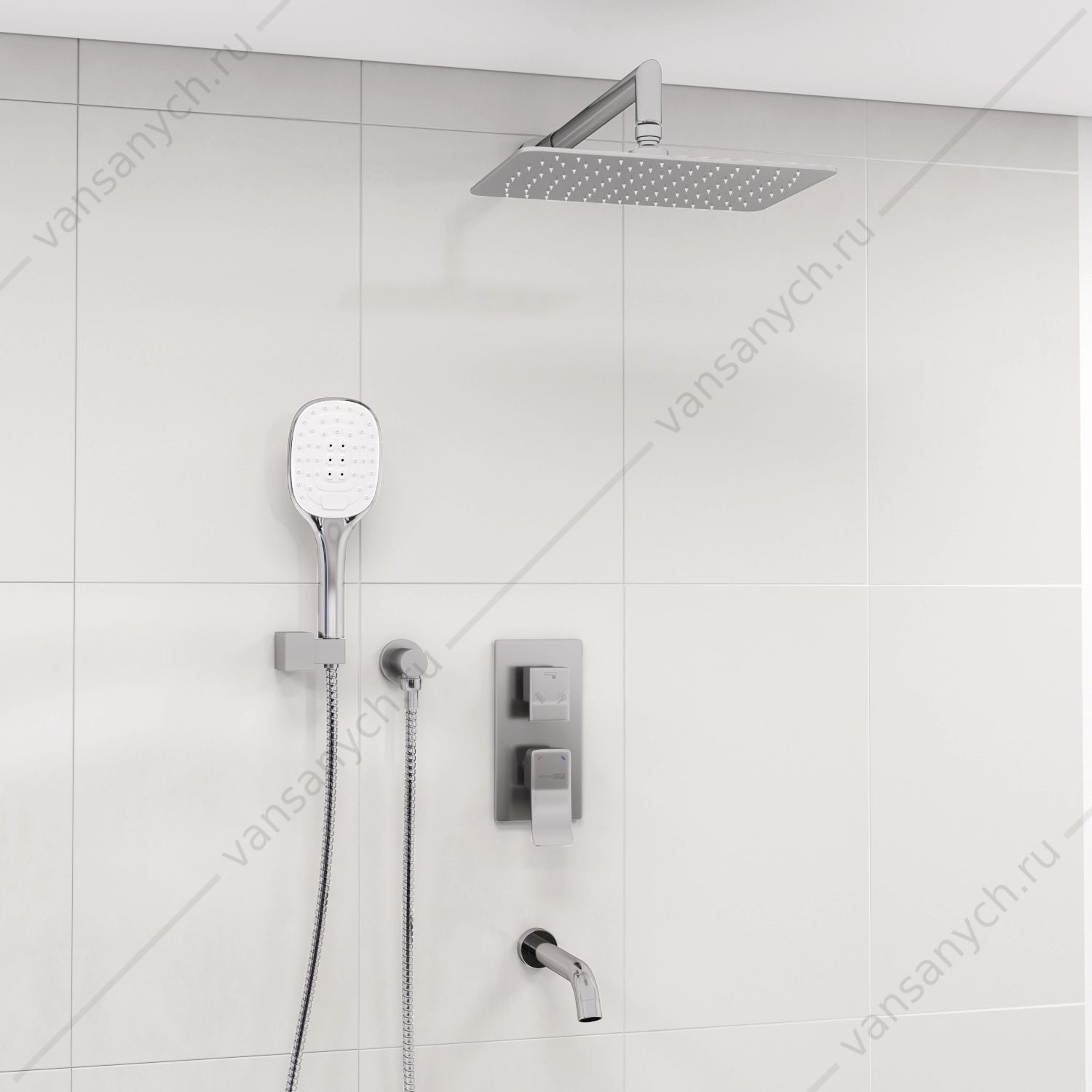 SET1246 Душевая система для ванны с верхн. и ручн. душ., изливом, A171619, хром WasserKraft (Германия) купить в Тюмени (Ван Саныч™)