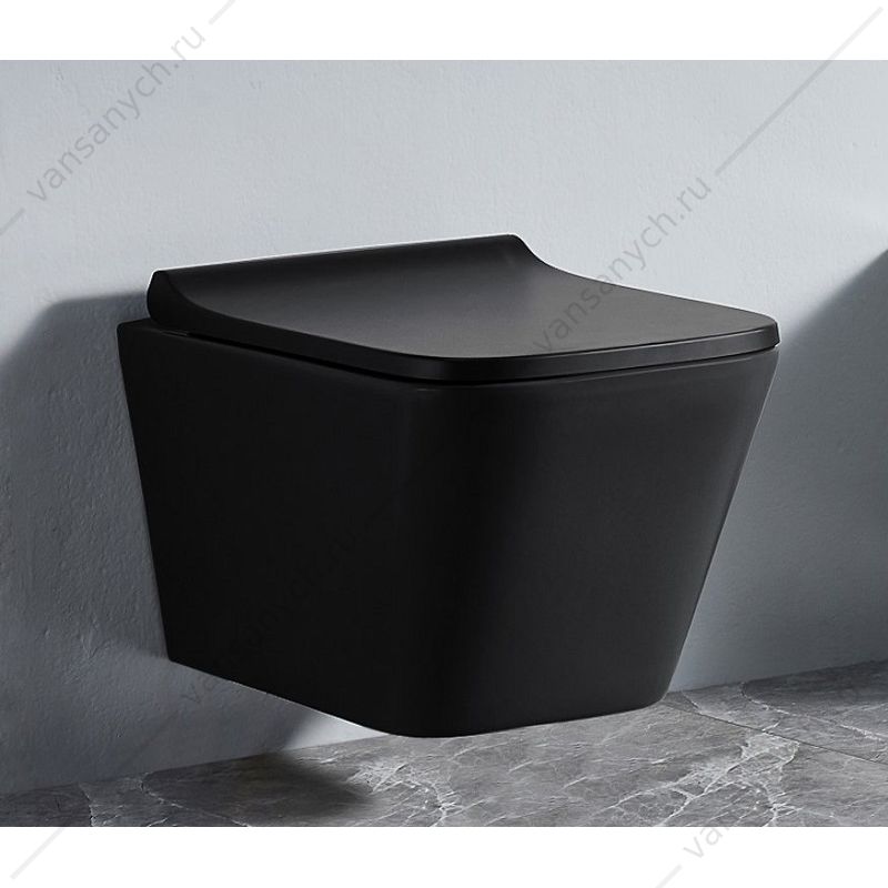 00057971 Унитаз безободковый подвесной Azario Teramo чёрный сиденье микролифт Azario (Китай) купить в Тюмени (Ван Саныч™)
