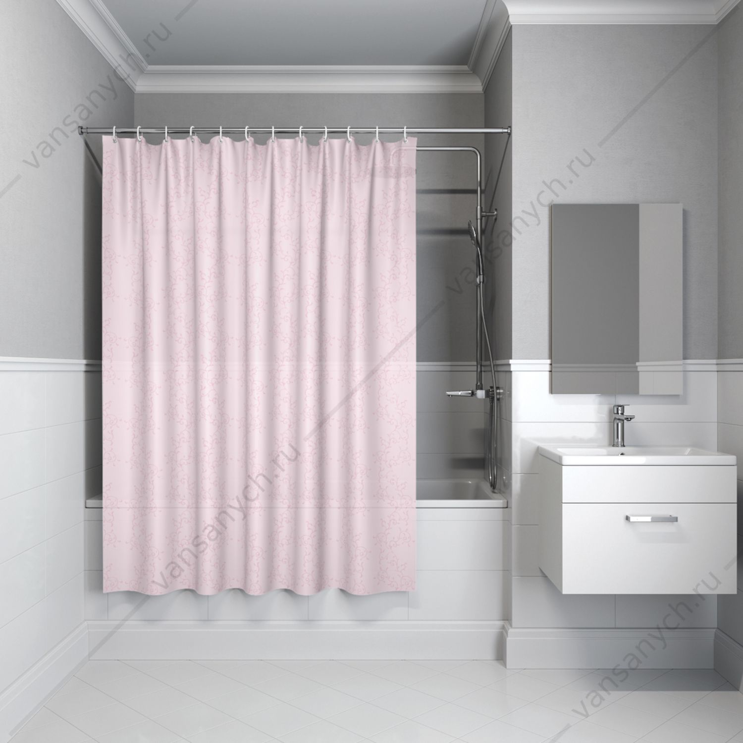 Штора для ванной комнаты IDDIS Basic, B55P218i11, розовый IDDIS (Россия) купить в Тюмени (Ван Саныч™)