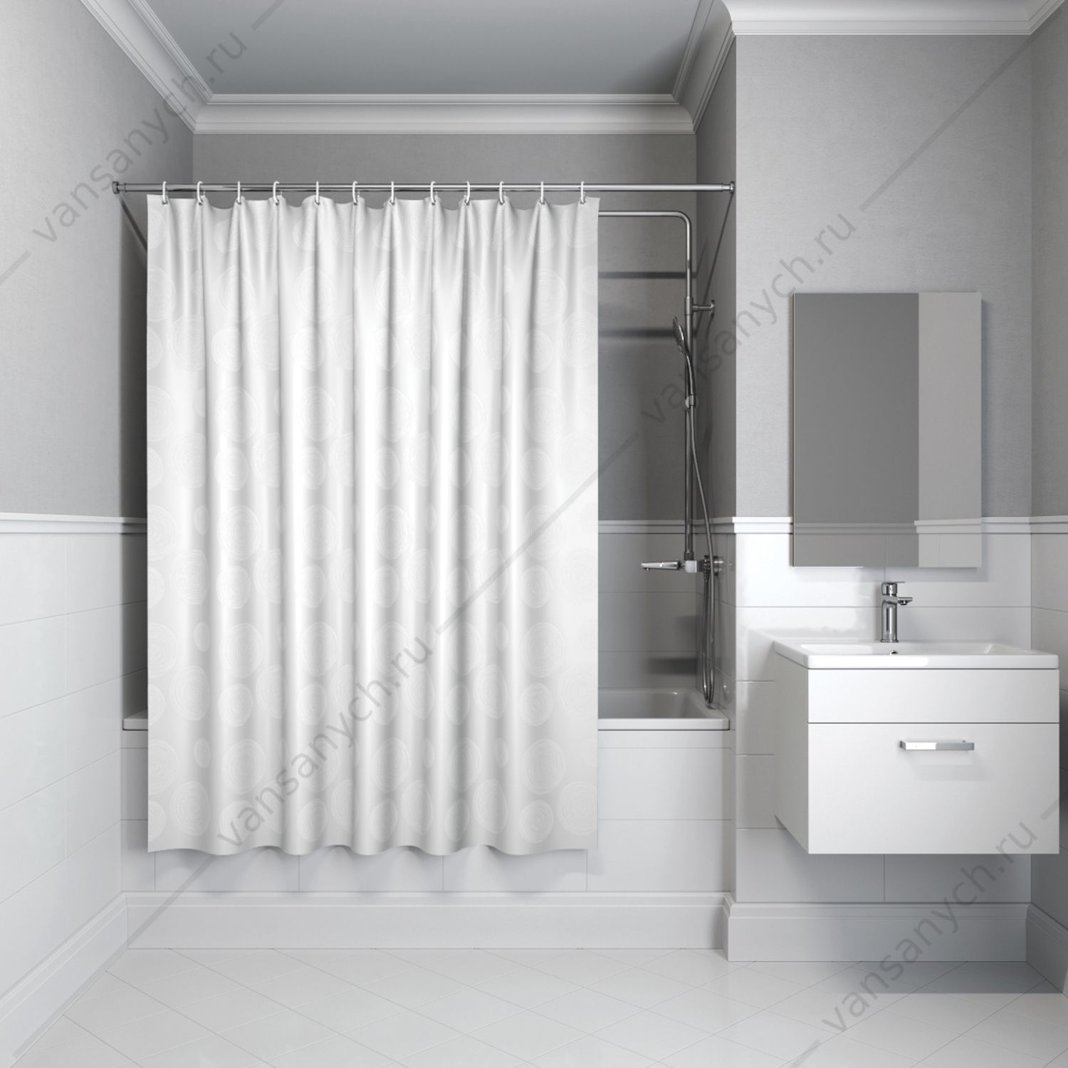 Штора для ванной комнаты IDDIS Basic, B56P118i11, белый IDDIS (Россия) купить в Тюмени (Ван Саныч™)