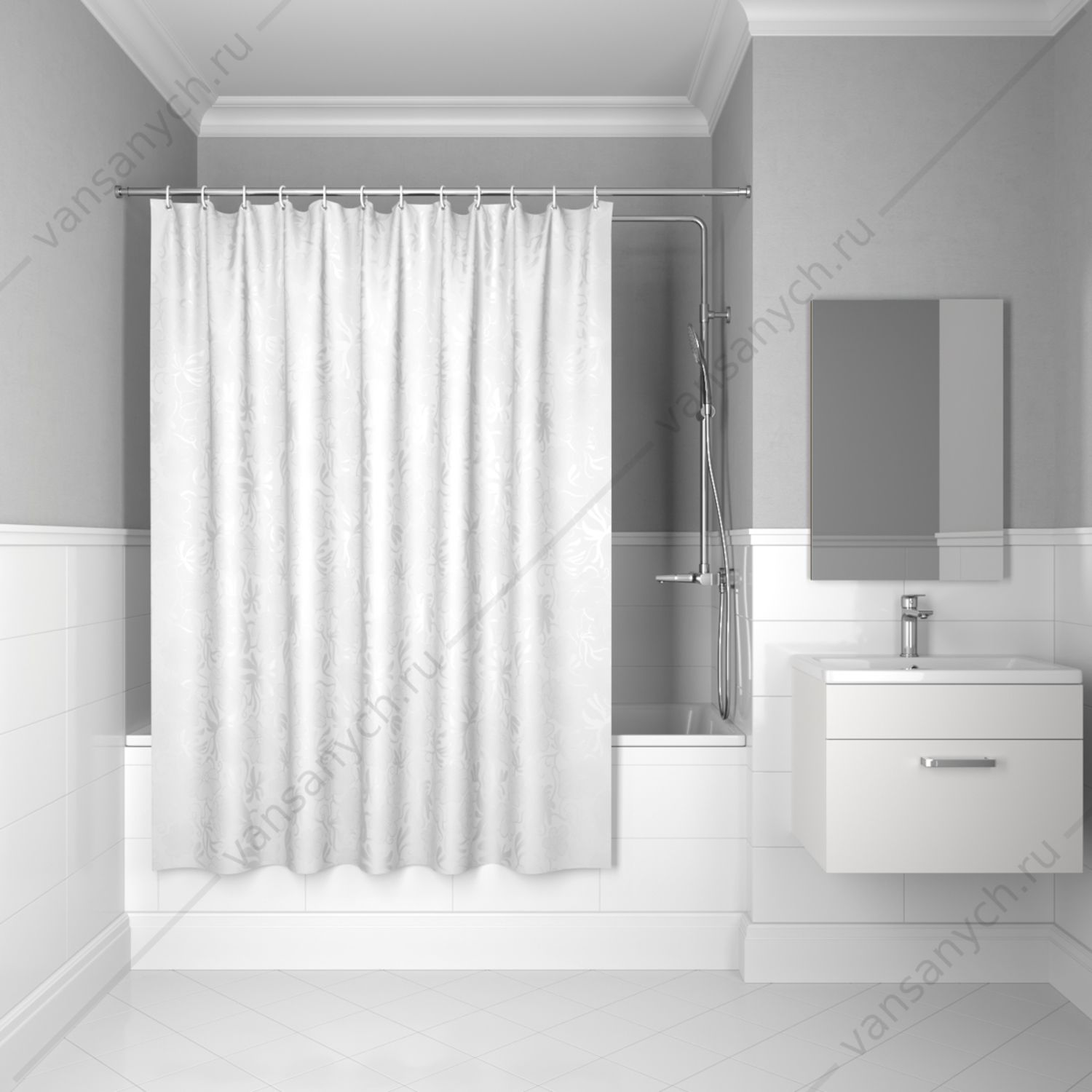 Штора для ванной комнаты IDDIS Basic, B58P118i11, белый IDDIS (Россия) купить в Тюмени (Ван Саныч™)