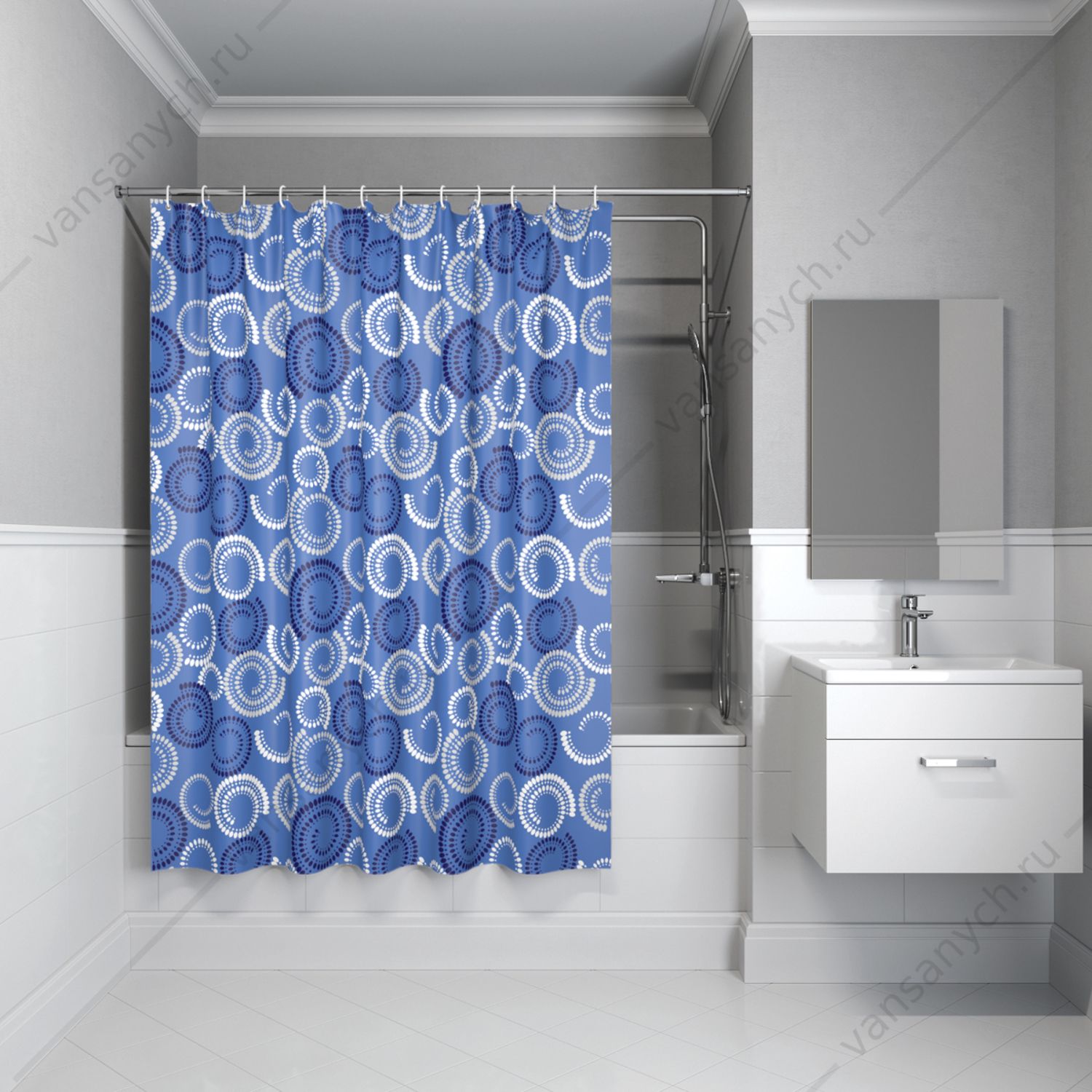 Штора для ванной комнаты IDDIS Basic, B60P218i11, синий IDDIS (Россия) купить в Тюмени (Ван Саныч™)