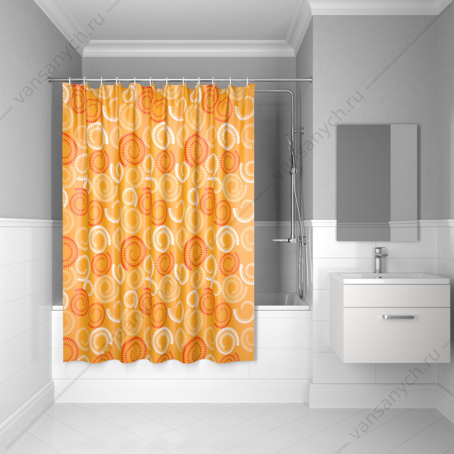 Штора для ванной комнаты IDDIS Basic, B61P218i11, оранжевый IDDIS (Россия) купить в Тюмени (Ван Саныч™)