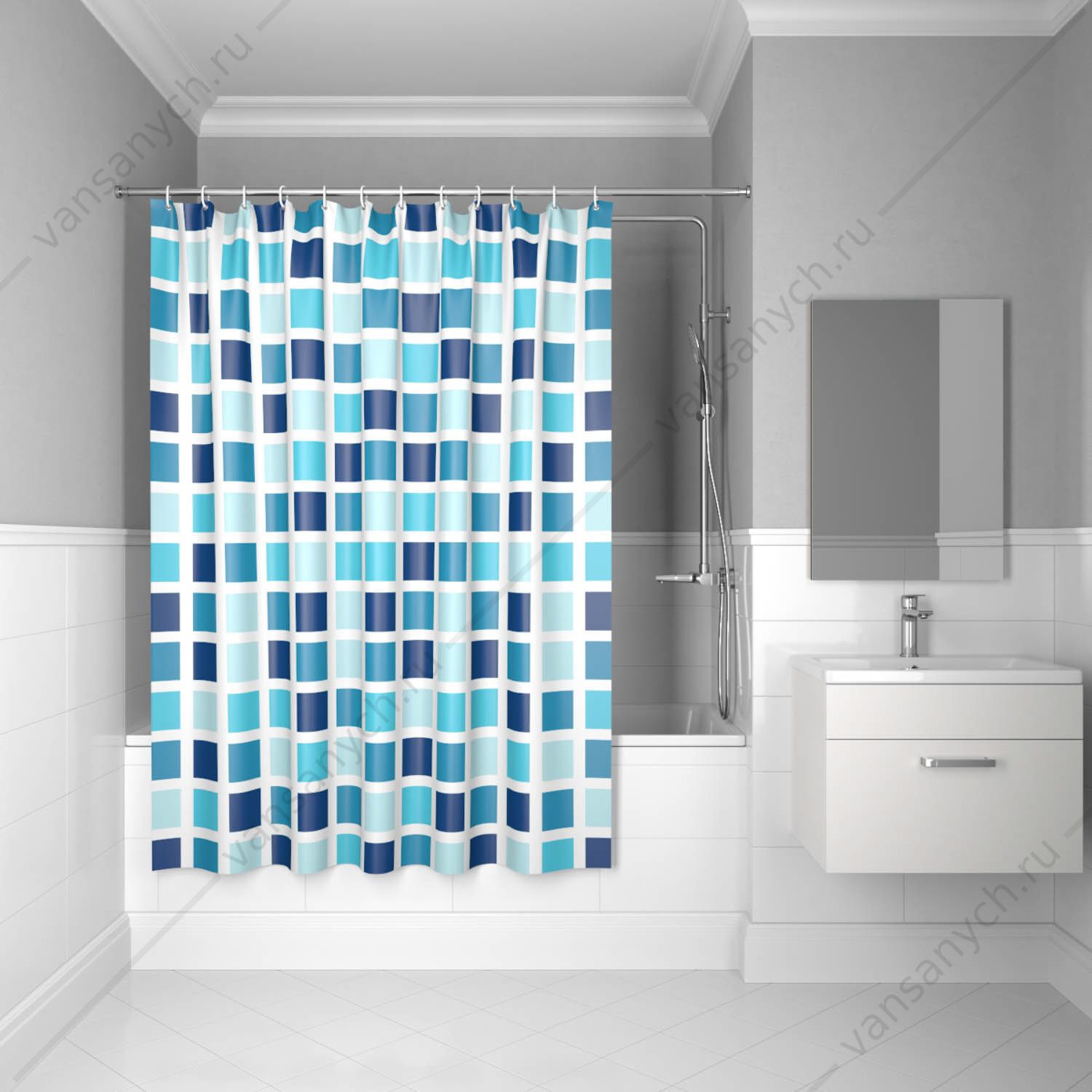 Штора для ванной комнаты IDDIS Basic, B63P218i11, синий IDDIS (Россия) купить в Тюмени (Ван Саныч™)