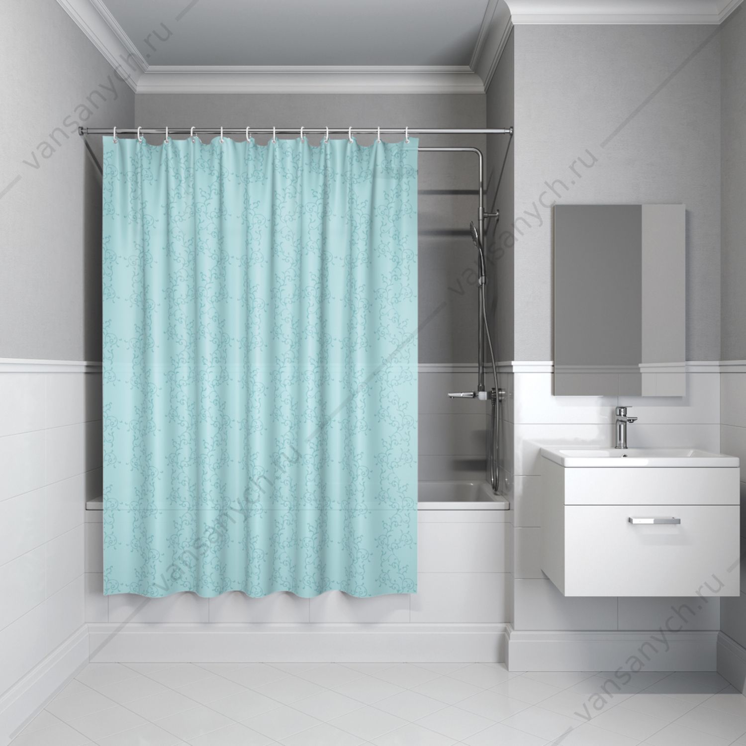 Штора для ванной комнаты IDDIS Basic, B64P218i11, голубой IDDIS (Россия) купить в Тюмени (Ван Саныч™)