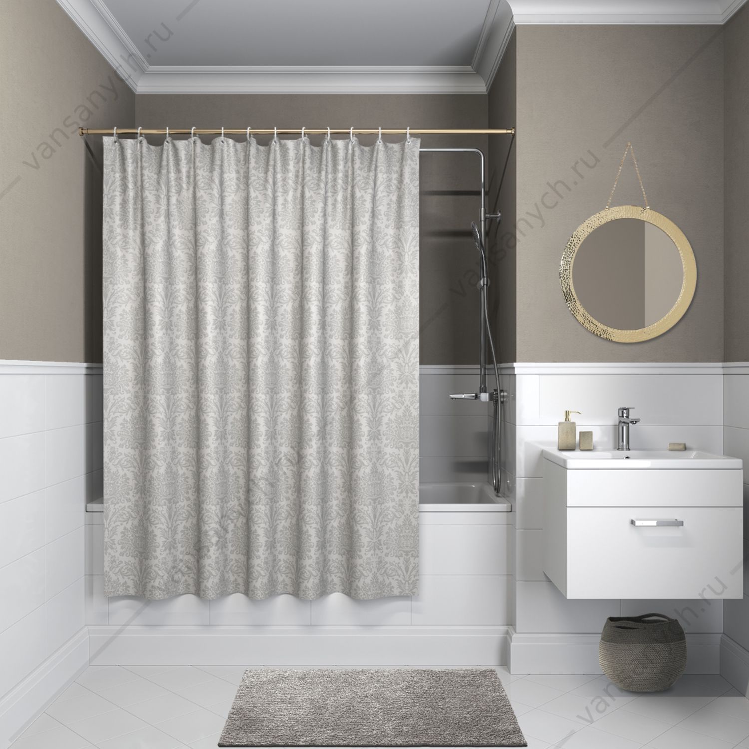 Штора для ванной комнаты IDDIS Decor, D01P118i11, серый IDDIS (Россия) купить в Тюмени (Ван Саныч™)