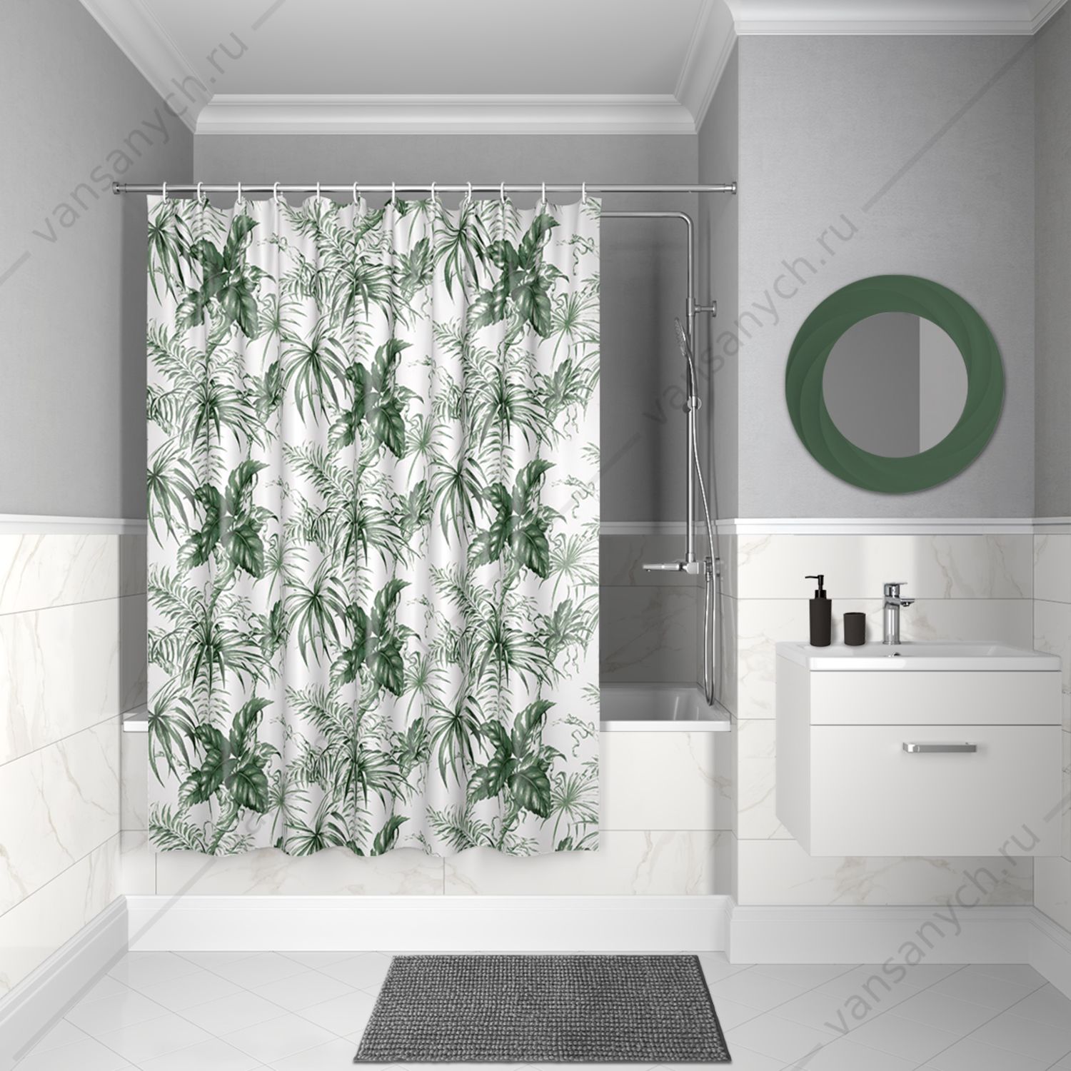 Штора для ванной комнаты IDDIS Decor, D10P218i11, зеленый IDDIS (Россия) купить в Тюмени (Ван Саныч™)