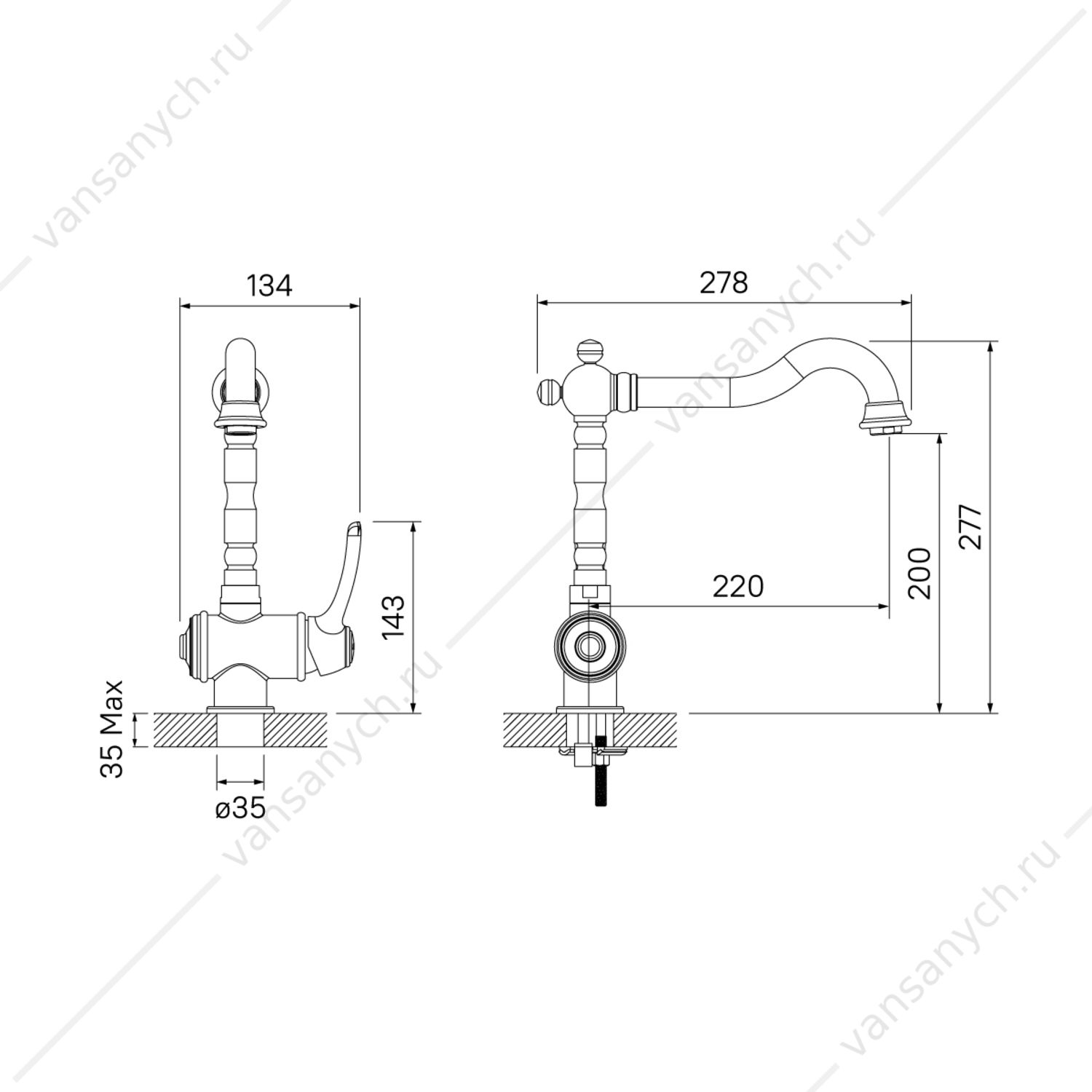 Смеситель для кухни IDDIS Oldie, OLDYGL0i05, золото производитель IDDIS ...