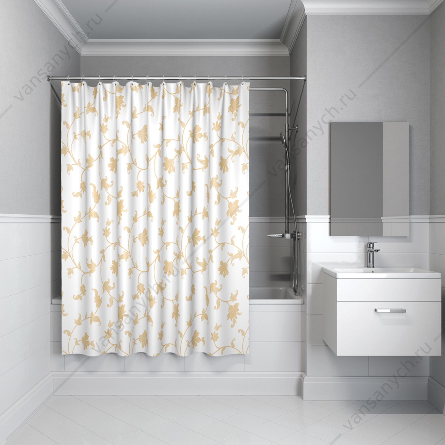 Штора для ванной комнаты IDDIS Basic, SCID131P, белый IDDIS (Россия) купить в Тюмени (Ван Саныч™)