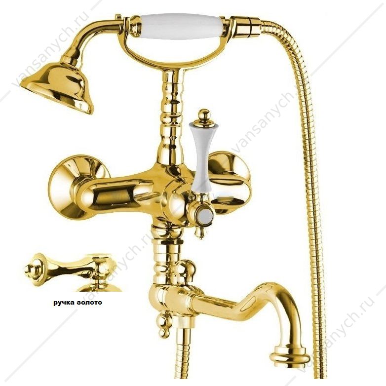 Смеситель для ванны с ручным душем CEZARES MARGOT-VDFM2, золото, ручка золото Cezares (Италия) купить в Тюмени (Ван Саныч™)