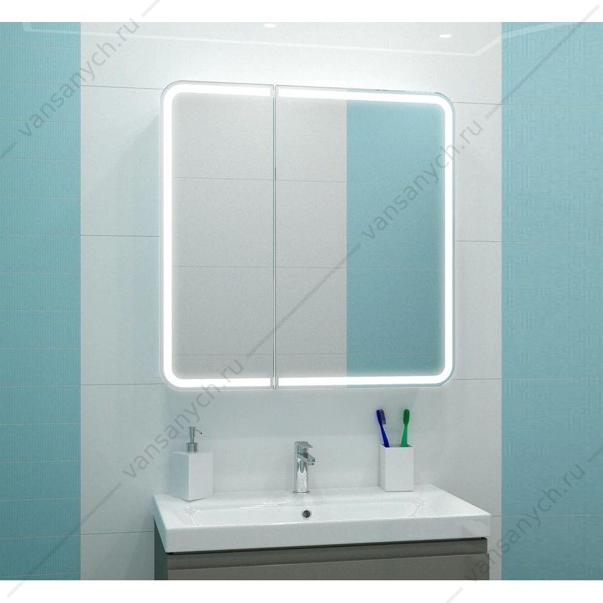 Зеркало-шкаф 100х80 c датчиком движения Elliot LED, подсветка, розетка МВК031 AGATA (Россия) купить в Тюмени (Ван Саныч™)