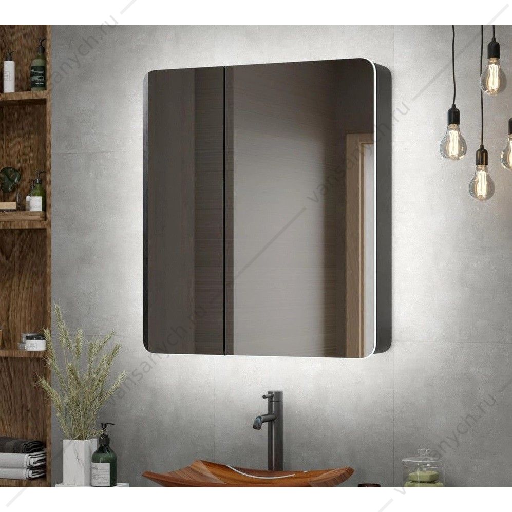 Зеркало-шкаф 76х85 Eltoro Black с LED подсветкой МВК114 AGATA (Россия) купить в Тюмени (Ван Саныч™)