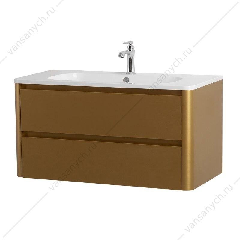 Тумба под раковину 100см подвесная 2 ящ. BelBagno Relax золото брашир.  RELAX-1000-2C-SO-BORO-P Cezares (Италия) купить в Тюмени (Ван Саныч™)