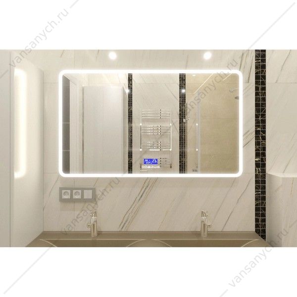 УТ000019297 Зеркало 120х80 с подсветкой, подогревом, часами и музыкальным блоком Demure ЗЛП796  AGATA (Россия) купить в Тюмени (Ван Саныч™)