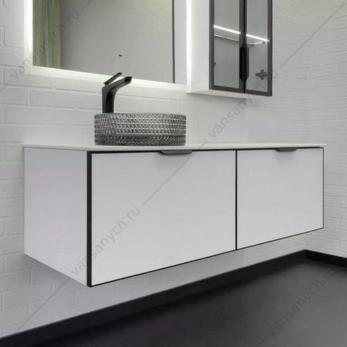 00-00017886CF Тумба с раковиной 140см COMFORTY Онега-140 белый матовый с белой столешницей из компакт плиты с раковиной COMFORTY 21004  Comforty (Россия) купить в Тюмени (Ван Саныч™)