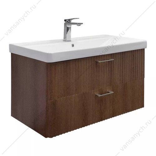 00-00021037CF Тумба с раковиной 90см Comforty Ангара-90П темно-коричневый с раковиной 4490 Comforty (Россия) купить в Тюмени (Ван Саныч™)