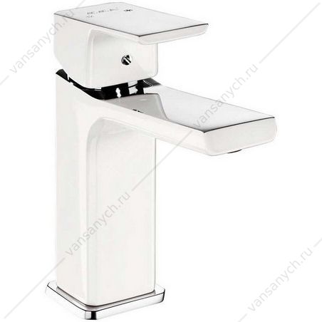 Смеситель для раковины 121 TIERA  без дон. клапана белый/хром 104808989EX  E.C.A. (Турция) купить в Тюмени (Ван Саныч™)