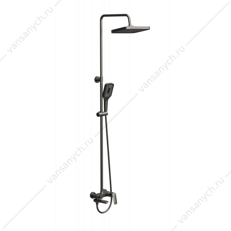 Душевая стойка со смесителем и изливом BelBagno DUE-VSCM-GM оружейная сталь Belbagno (Италия) купить в Тюмени (Ван Саныч™)