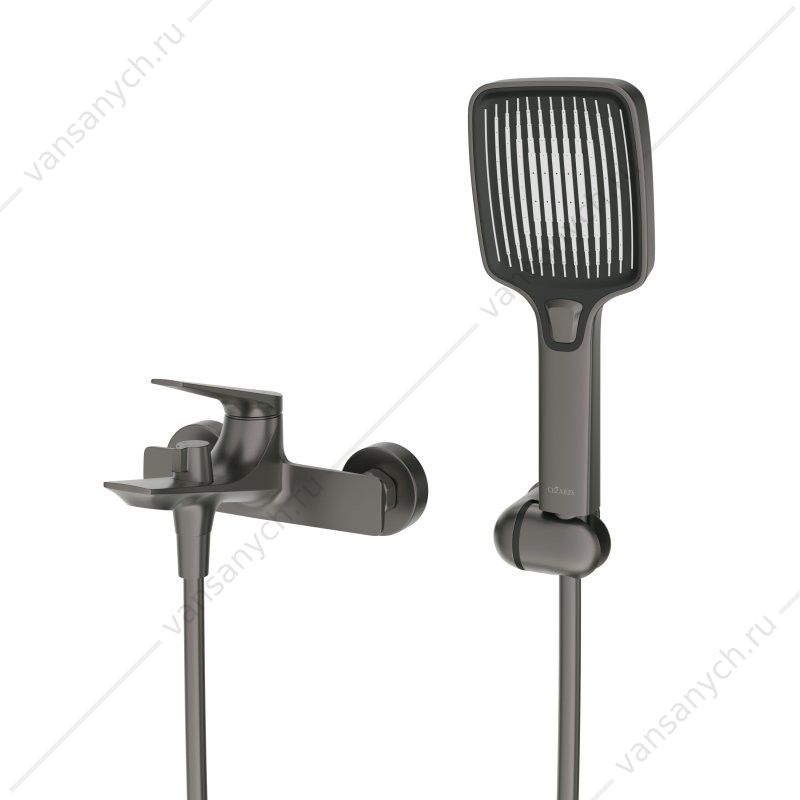 Смеситель для ванны с лейкой, шлангом и держателем CEZARES LINER-VD-GM оружейная сталь Cezares (Италия) купить в Тюмени (Ван Саныч™)