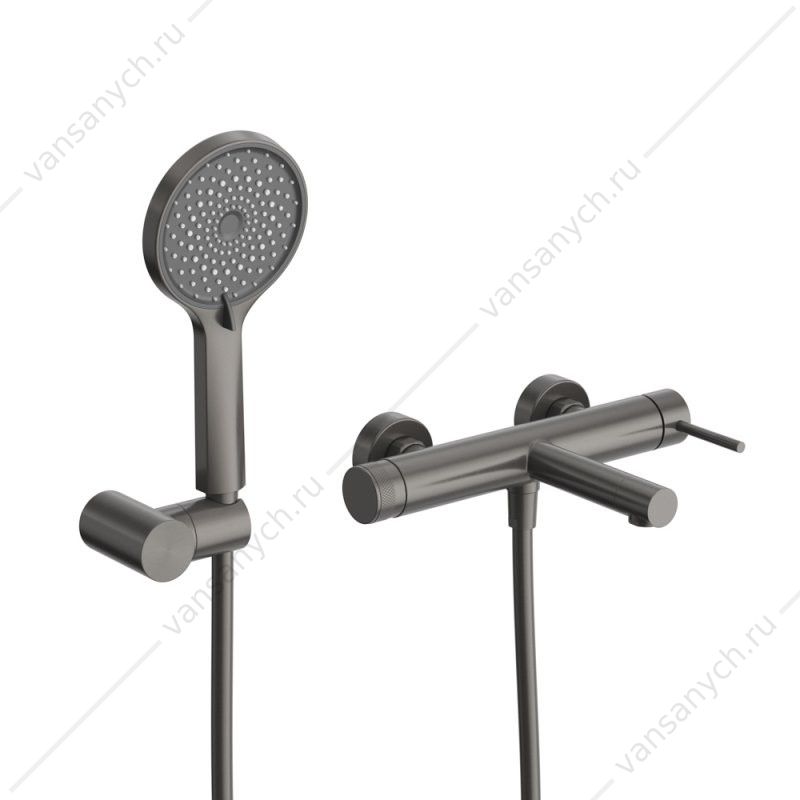 Смеситель для ванны  с ручным душем, шлангом и держателем CEZARES RELAX-VD-GM оружейная сталь Cezares (Италия) купить в Тюмени (Ван Саныч™)