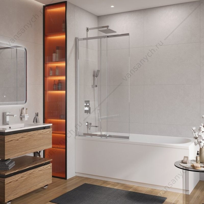 Шторка 90х150 на ванну стекло прозрачное, профиль хром CEZARES SLIDER-VF-11-90/150-C-Cr Cezares (Италия) купить в Тюмени (Ван Саныч™)