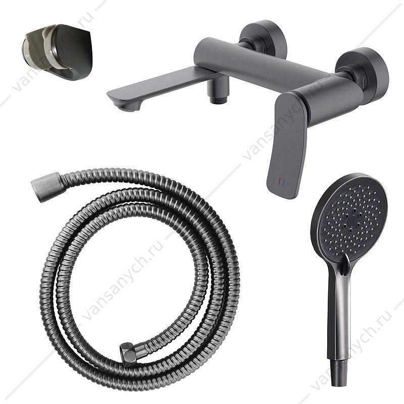 Смеситель для ванны Azario Escaro с ручным душем, керамический картридж, шланг 150 см, графит AZ-K3074GR AZARIO (Россия/Китай) купить в Тюмени (Ван Саныч™)