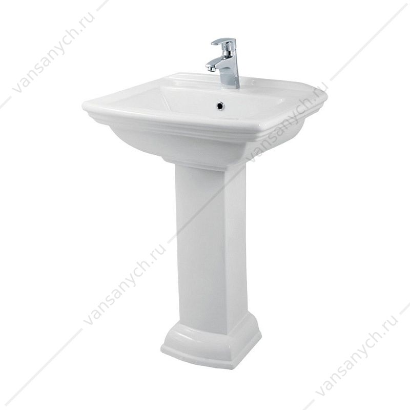 Раковина 60х48 на одной ножке Creo Ceramique ORLEANS белая OR3000+OR3010 Creo Ceramique (Франция) купить в Тюмени (Ван Саныч™)