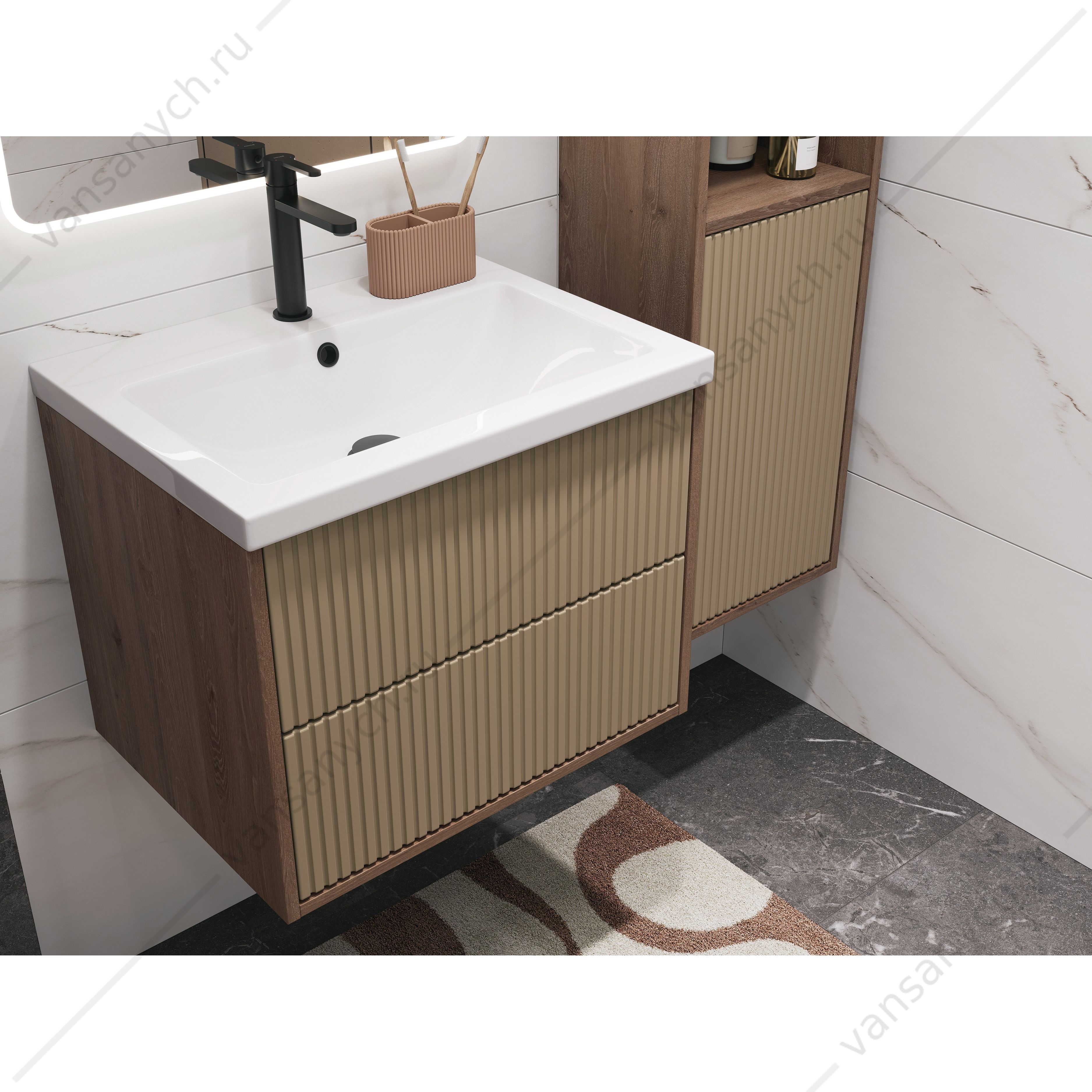 Тумба под раковину 60 подвесная Cersanit Classic Ribble 60, 69277, бежевая Cersanit (Польша) купить в Тюмени (Ван Саныч™)