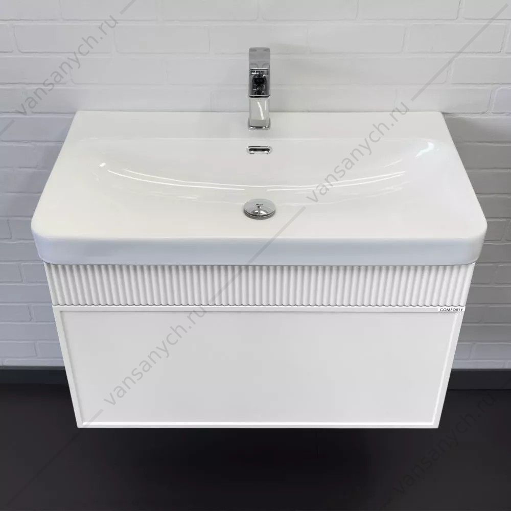 Тумба с раковиной 80 Comforty Мадрид-80М белая матовая, раковина Comforty CF19595BX-80 Comforty (Россия) купить в Тюмени (Ван Саныч™)