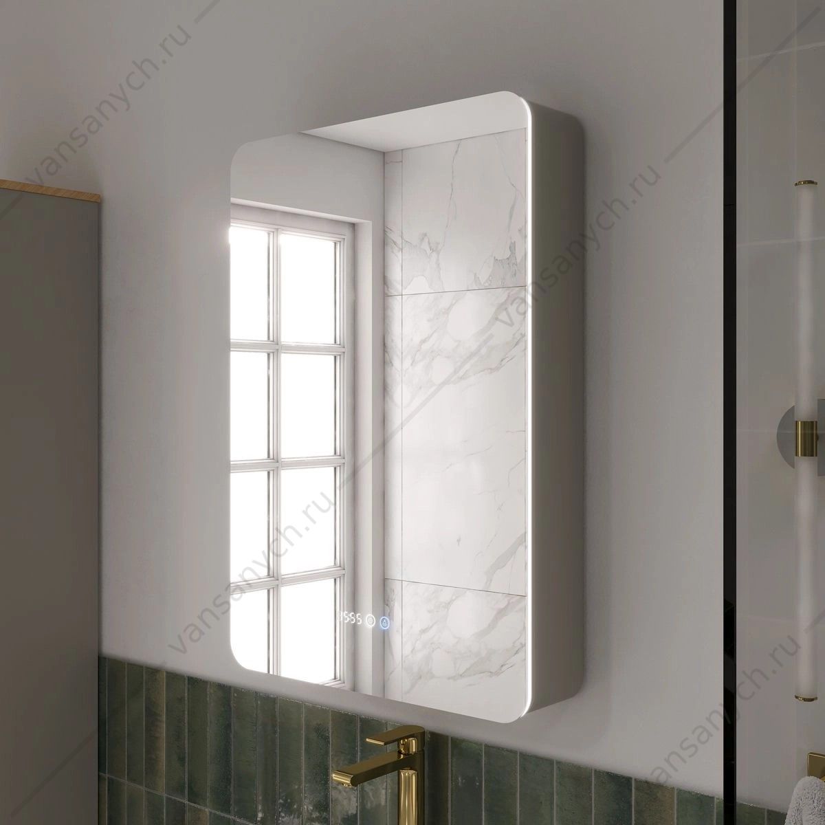 УТ000039019 Шкаф 57х86 зеркальный  EQUIL Desert szDSRT.LED57.L-25, левый, амарок EQUIL (Россия) купить в Тюмени (Ван Саныч™)