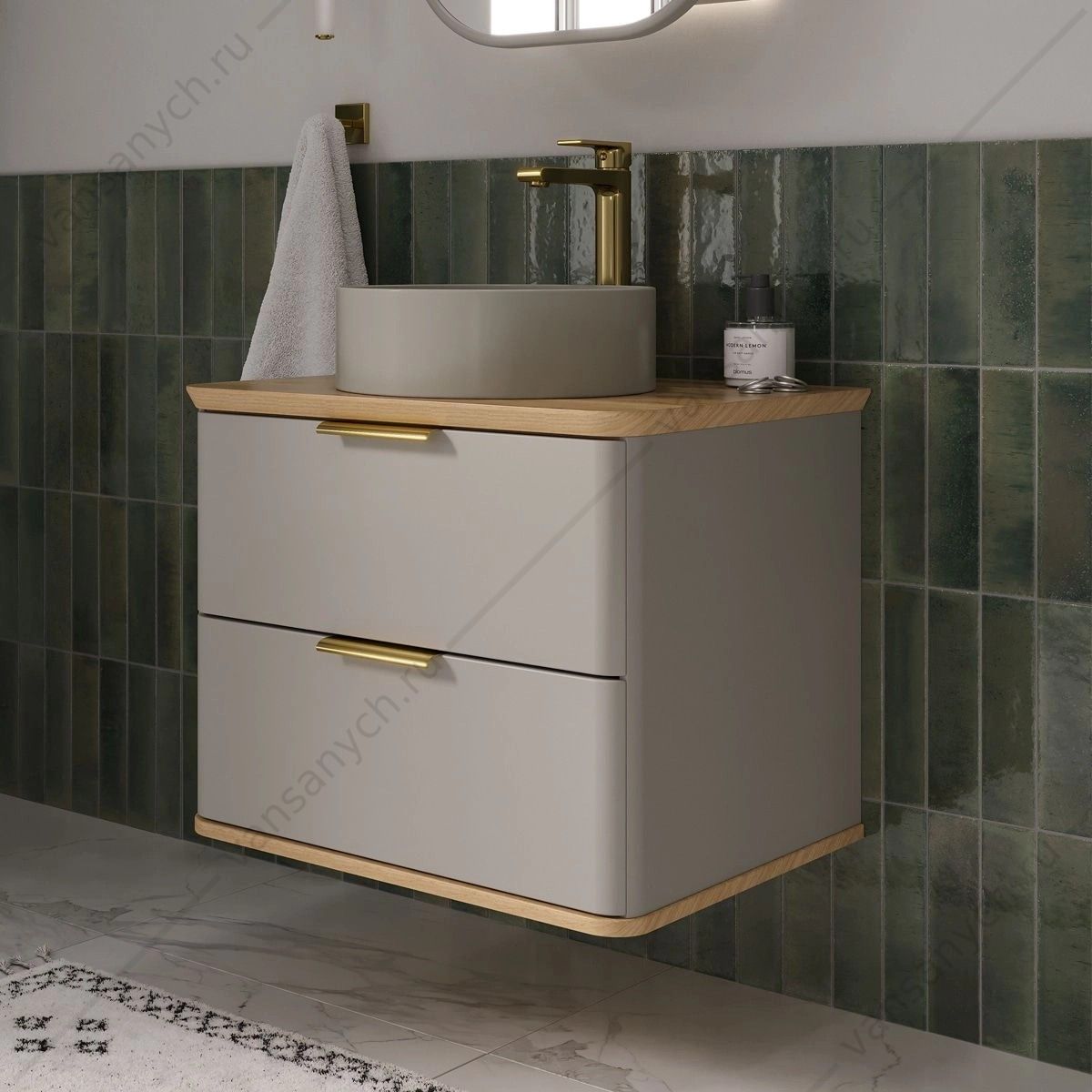 УТ000038943 Тумба 62 с накладной раковиной подвесная EQUIL Desert 60.2Y tpDSRT60.2Y-25, амарок, раковина 110A серый EQUIL (Россия) купить в Тюмени (Ван Саныч™)