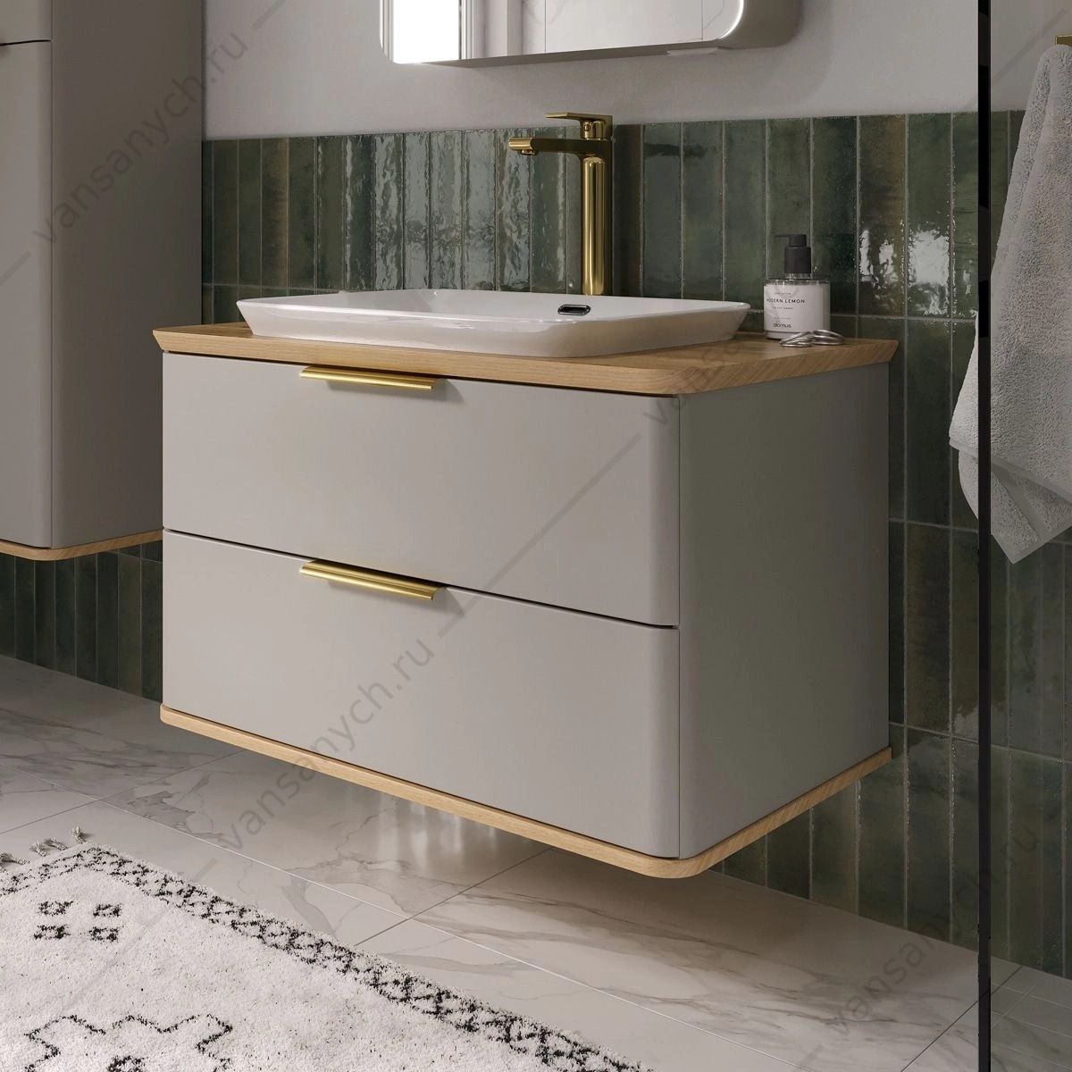 УТ000038944 Тумба 82 с накладной раковиной подвесная EQUIL Desert 80.2Y tpDSRT80.2Y-25, амарок, раковина A408D EQUIL (Россия) купить в Тюмени (Ван Саныч™)