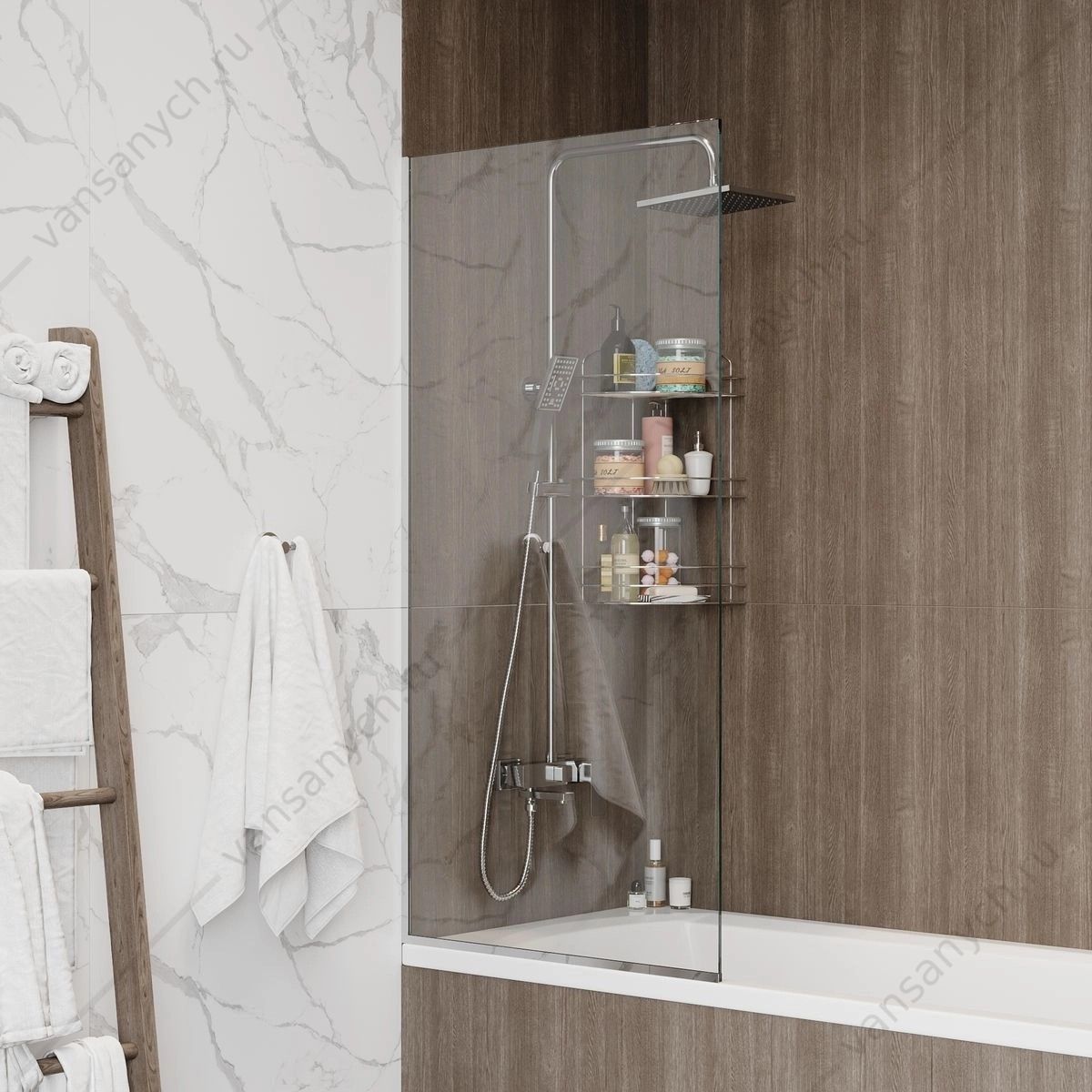 УТ000038979 Шторка 70х140 на ванну Watersense Paula W00212 прозр. стекло, профиль хром Watersense (Италия/Китай) купить в Тюмени (Ван Саныч™)