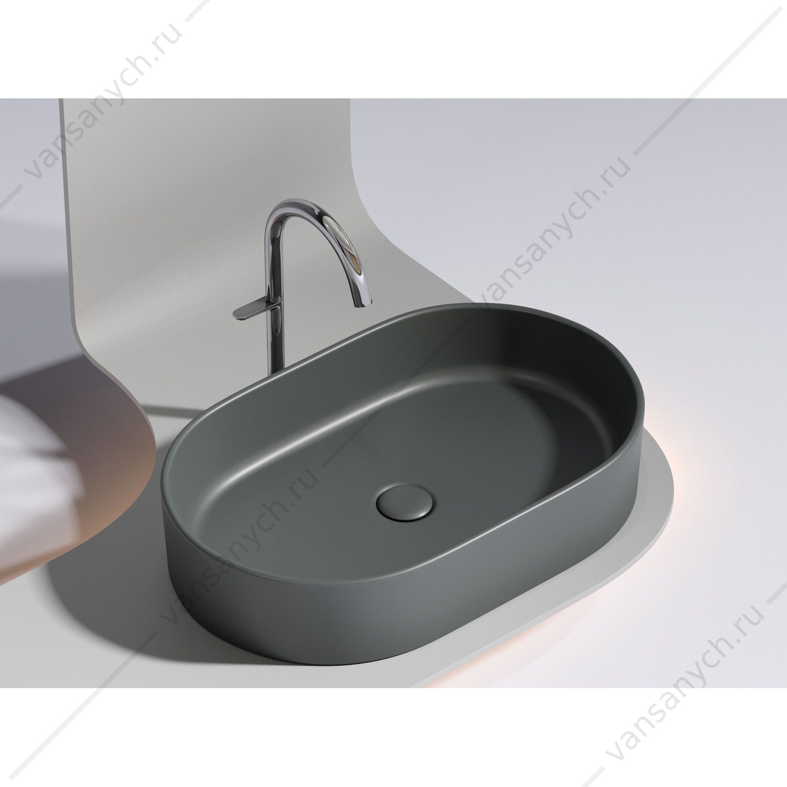 Раковина 61см Ceramica Nova ELEMENT CN6048MDH накладная темный антрацит матовый CERAMICA NOVA (Италия) купить в Тюмени (Ван Саныч™)