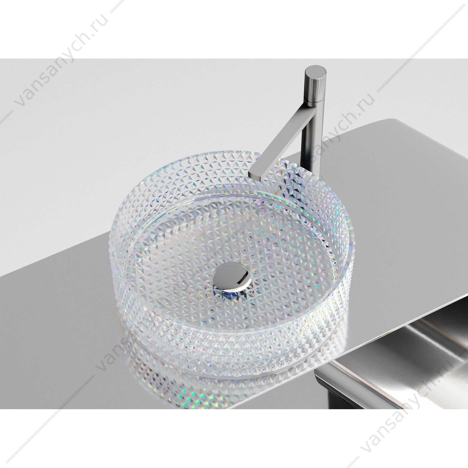 Раковина 36см стеклянная Ceramica Nova CRISTAL CN6059 накладная прозрачный CERAMICA NOVA (Италия) купить в Тюмени (Ван Саныч™)