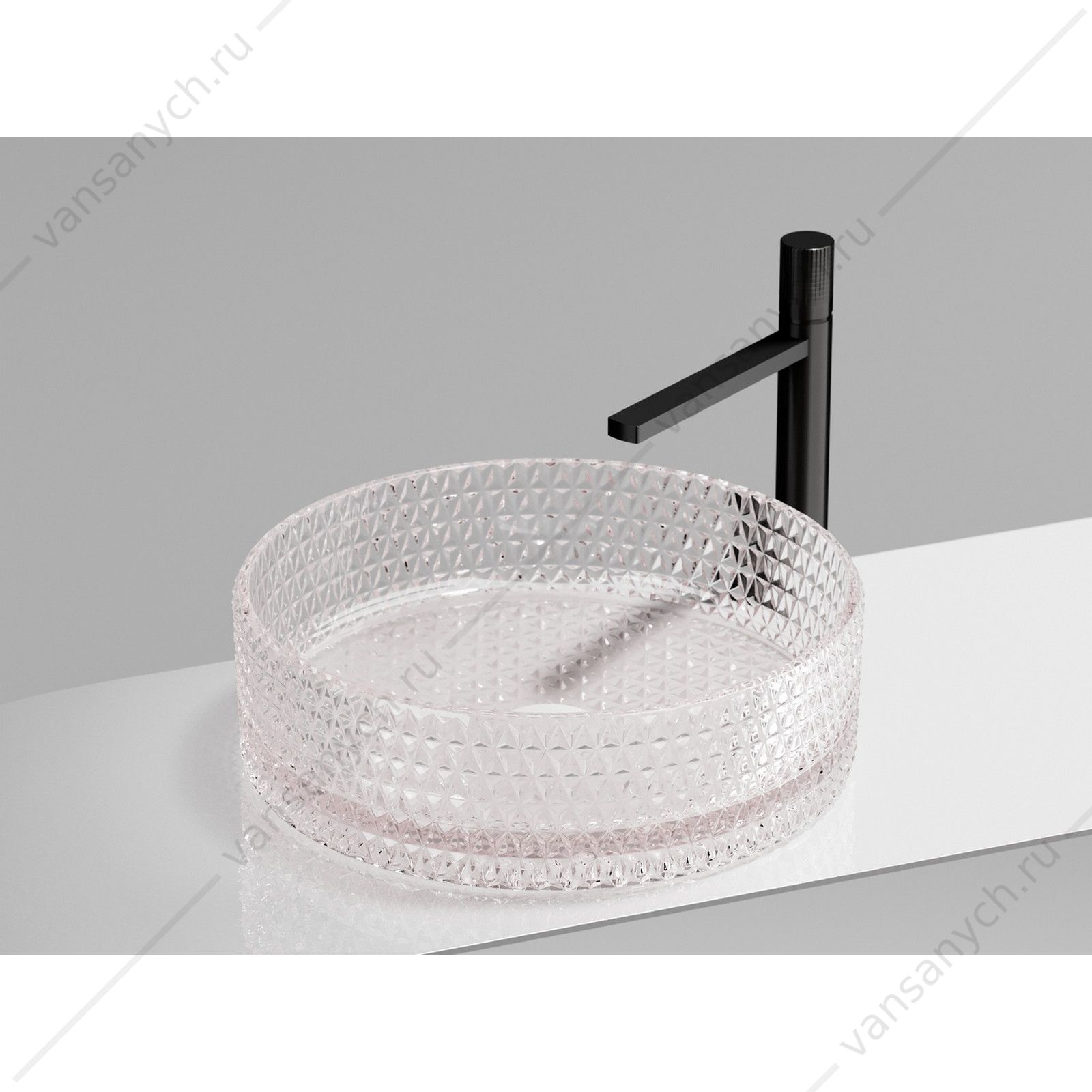 Раковина 36см стеклянная Ceramica Nova CRISTAL CN6061 накладная розовый CERAMICA NOVA (Италия) купить в Тюмени (Ван Саныч™)