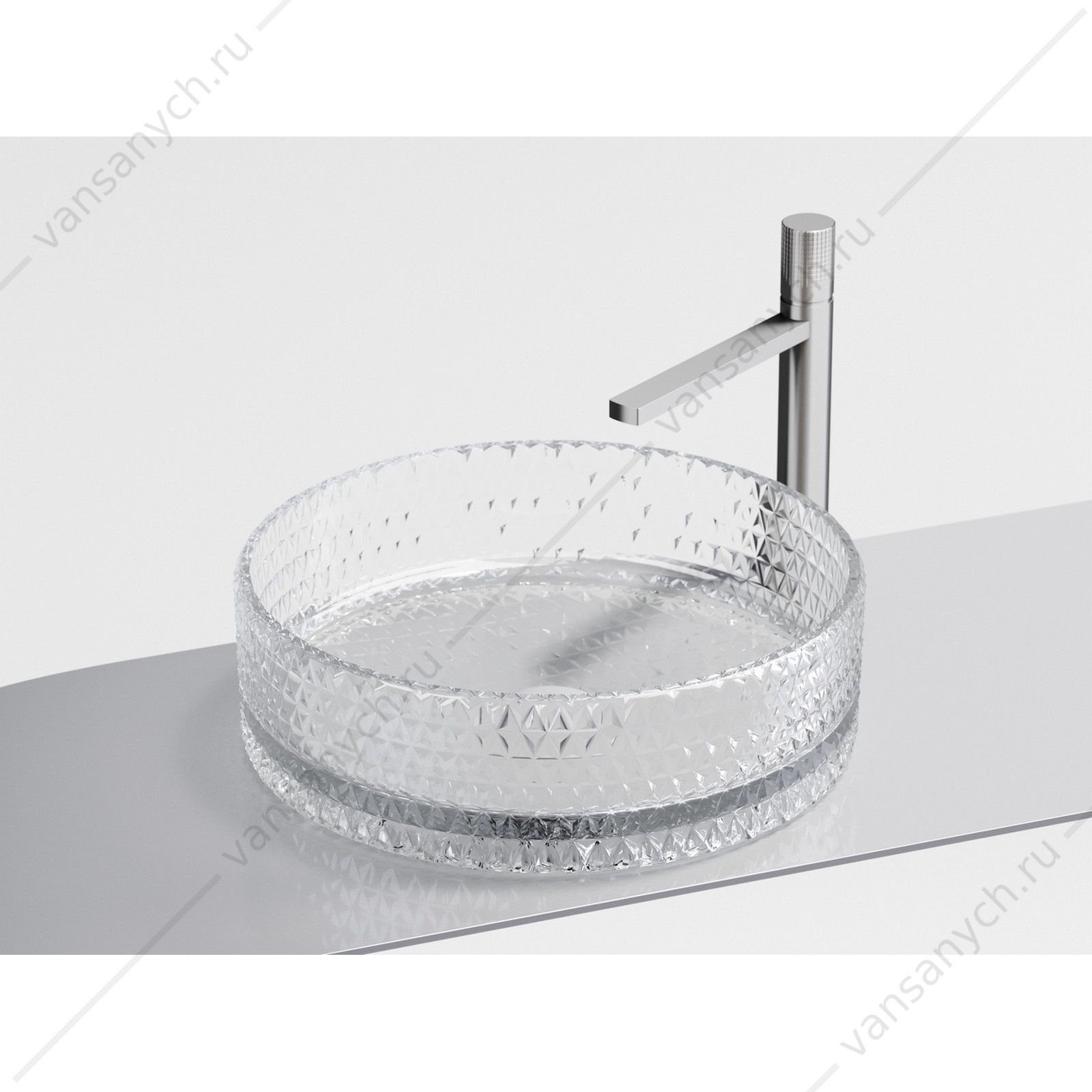 Раковина 36см стеклянная Ceramica Nova CRISTAL CN6062 накладная прозрачный CERAMICA NOVA (Италия) купить в Тюмени (Ван Саныч™)