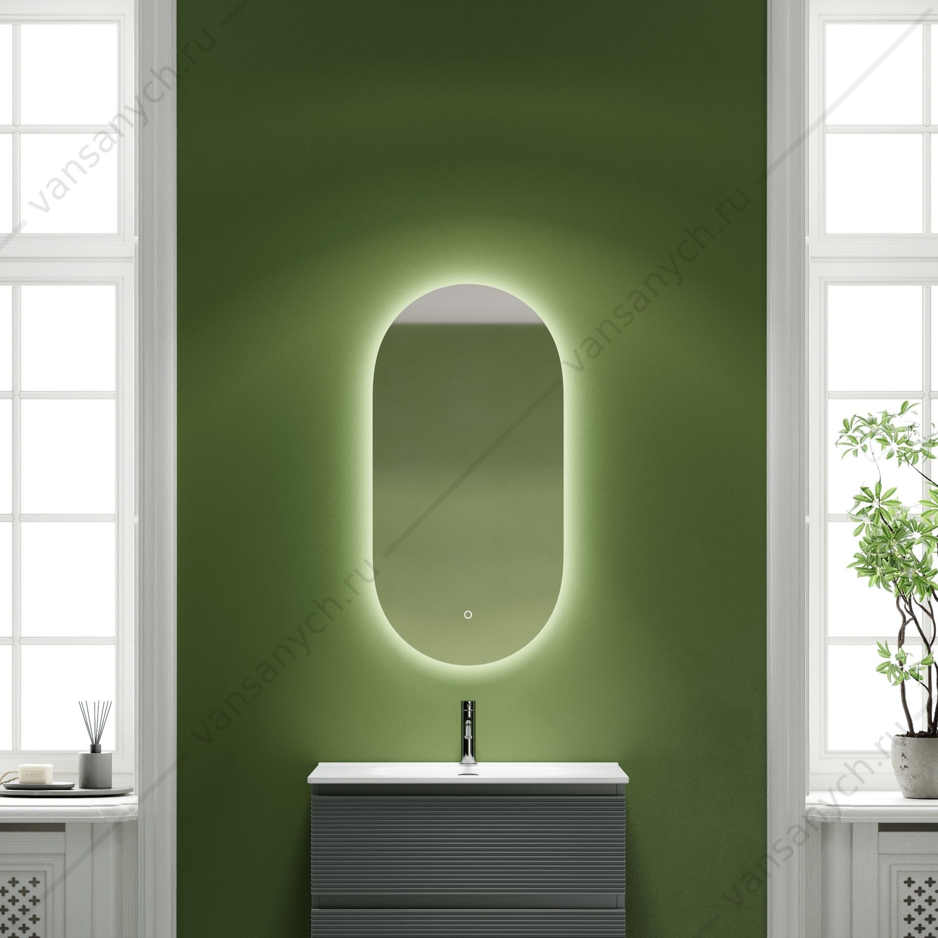 Зеркало 55 овальное SANCOS Oval 55х90 с подсветкой, сенсор, OV55C SANCOS (Италия) купить в Тюмени (Ван Саныч™)