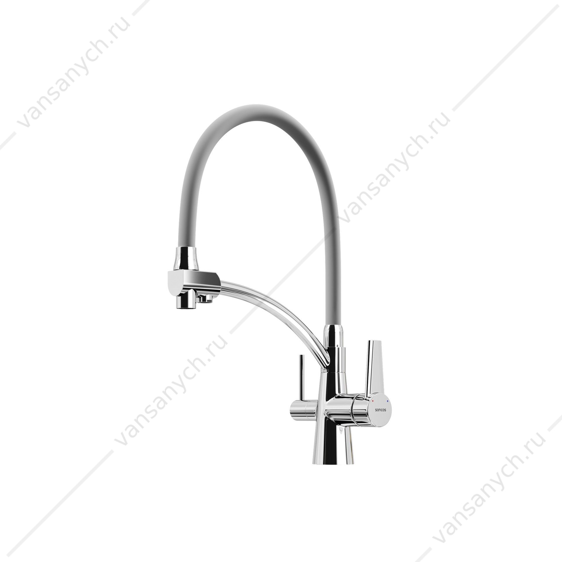 Смеситель с гибким изливом, под фильтр питьевой воды Sancos Eri SC4001CH хром/серый SANCOS (Италия) купить в Тюмени (Ван Саныч™)