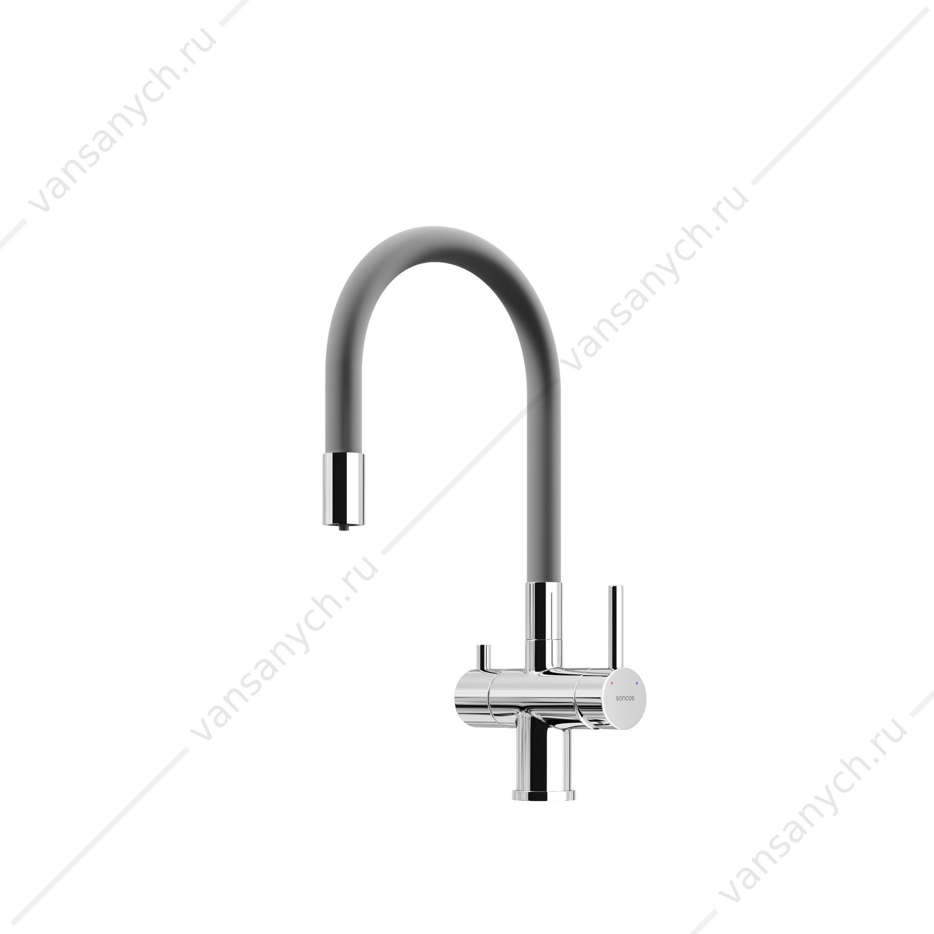 Смеситель с гибким изливом, под фильтр питьевой воды Sancos Lucia SC4004CH хром/серый SANCOS (Италия) купить в Тюмени (Ван Саныч™)
